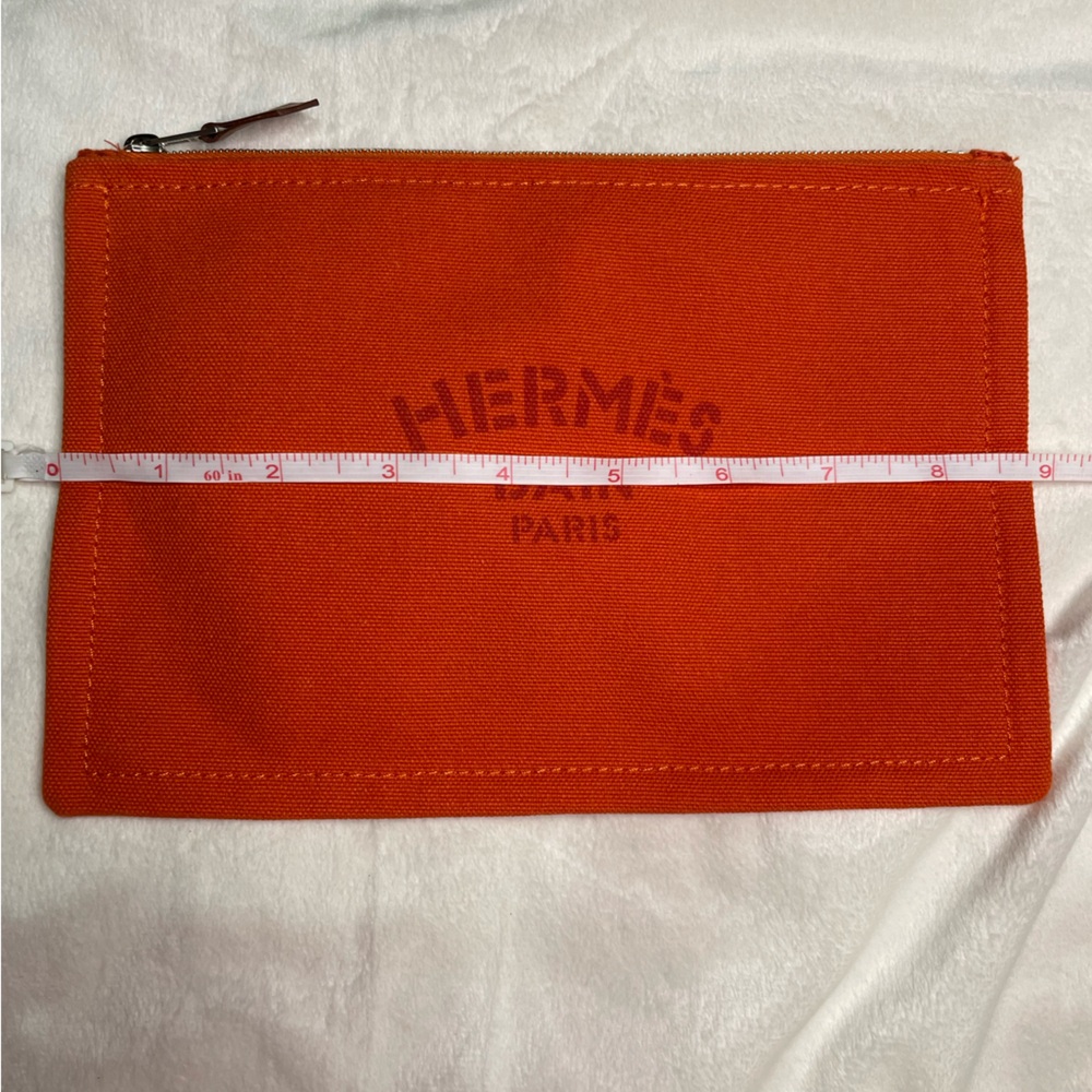 Hermes Orange Bain Flat Canvas Pouch 🧡 - Picture 12 of 13